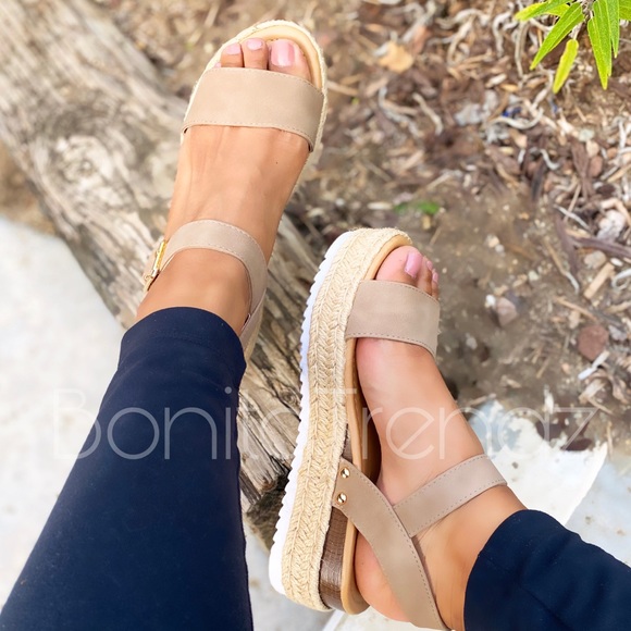 NEW 🔥 Khaki ESPADRILLE FLATFORM SANDAL - Picture 2 of 4